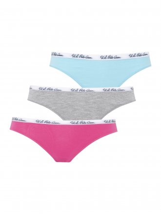 U.S.POLO ASSN brasilské kalhotky 66275 3PACK fuchsiová, tyrkys, šedá